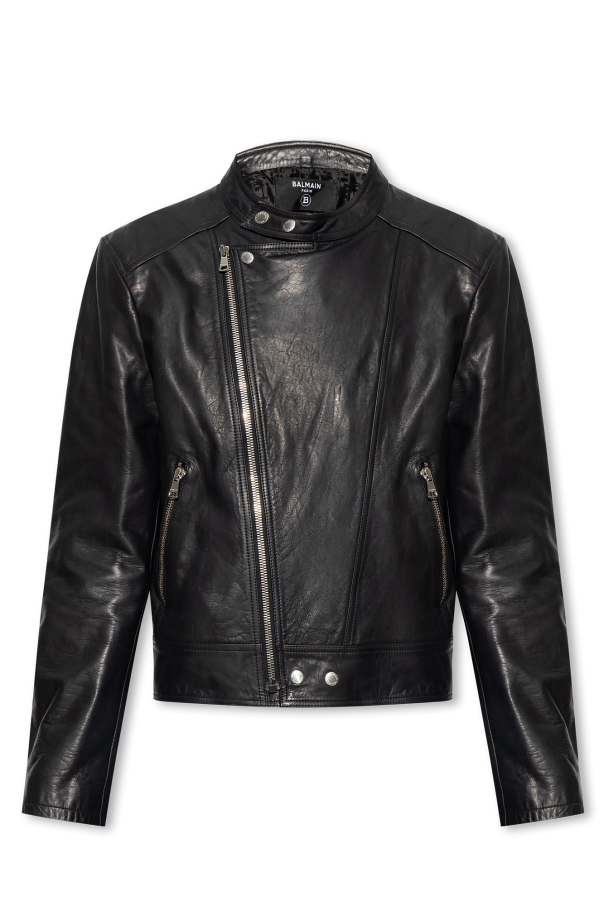 Balmain Leather jacket with stand collar | Men's Clothing | Vitkac